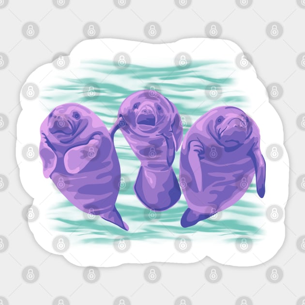 Purple Manatees Sticker by Slightly Unhinged